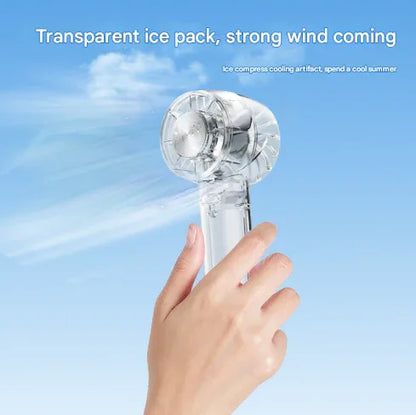 Transparent Black Portable Mini Cooling Fan with Semiconductor Ice Compress - USB-C Rechargeable, 3-Speed Turbine & Transparent Design - Mekamart Australia