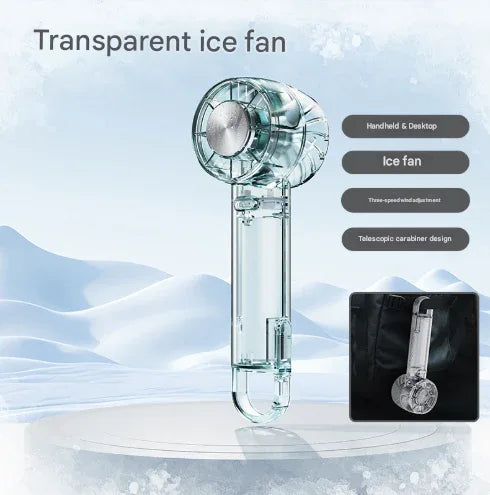 Transparent Green Portable Mini Cooling Fan with Semiconductor Ice Compress - USB-C Rechargeable, 3-Speed Turbine & Transparent Design - Mekamart Australia