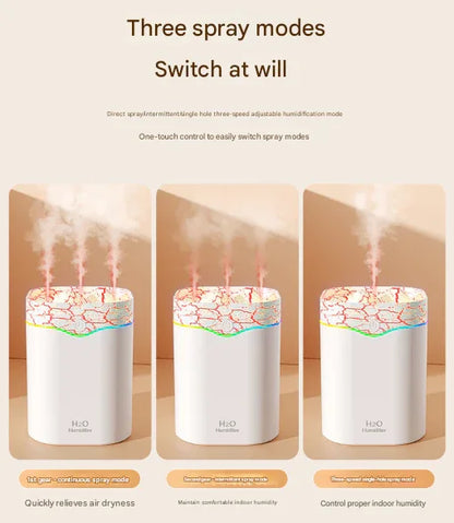 White Volcano Style 2L Cool Mist Humidifier - Triple Nozzle with RGB LED & Quiet Operation - Mekamart Australia