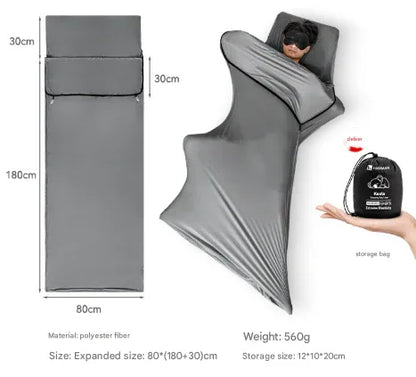 Grey Ultra-Stretch Sleeping Bag Liner - Portable & Lightweight Envelope Sleep Sack for Camping & Travel - Mekamart Australia