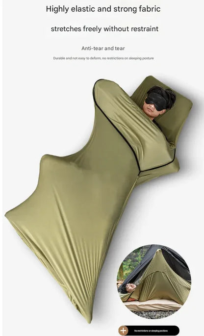 Grey Ultra-Stretch Sleeping Bag Liner - Portable & Lightweight Envelope Sleep Sack for Camping & Travel - Mekamart Australia