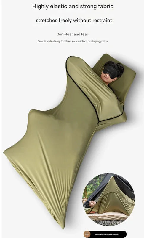 Green Ultra-Stretch Sleeping Bag Liner - Portable & Lightweight Envelope Sleep Sack for Camping & Travel - Mekamart Australia