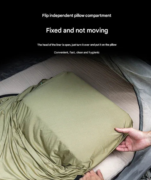 Green Ultra-Stretch Sleeping Bag Liner - Portable & Lightweight Envelope Sleep Sack for Camping & Travel - Mekamart Australia