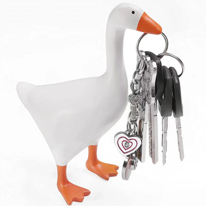 2 Pcs White and Yellow Whimsical Magnetic Goose Figurine - Novelty Key Holder & Desk Organizer - Mekamart Australia