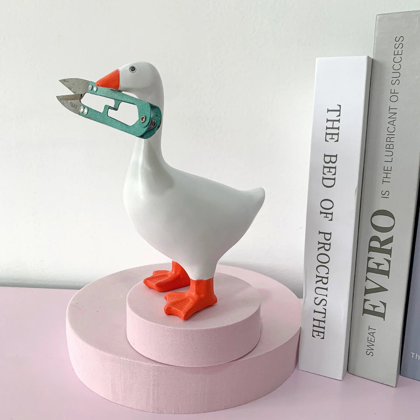 2 Pcs White and Yellow Whimsical Magnetic Goose Figurine - Novelty Key Holder & Desk Organizer - Mekamart Australia