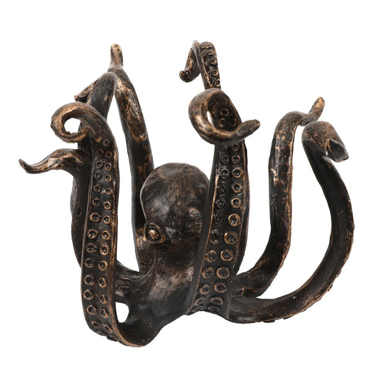 Bronze Vintage Bronze Octopus Mug Holder - Decorative Resin Statue & Countertop Cup Rack - Mekamart Australia