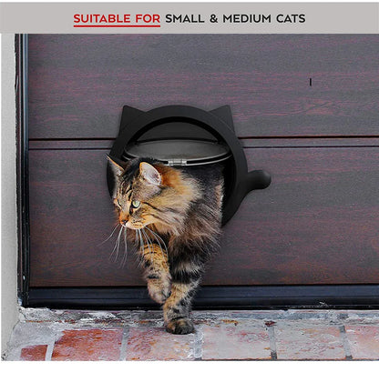 White 4-Way Locking Cat Flap Door - Pet Entry Portal for Interior Doors, Walls & Cabinets - Mekamart Australia