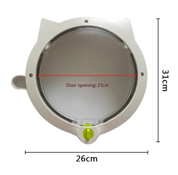 White 4-Way Locking Cat Flap Door - Pet Entry Portal for Interior Doors, Walls & Cabinets - Mekamart Australia