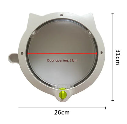 White 4-Way Locking Cat Flap Door - Pet Entry Portal for Interior Doors, Walls & Cabinets - Mekamart Australia