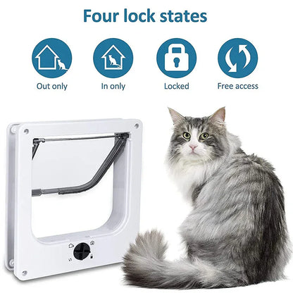 Size L Black 4-Way Locking Pet Flap Door for Cats and Small Dogs - Weatherproof Magnetic Cat Door - Mekamart Australia