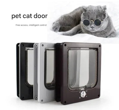 Size XL Black 4-Way Locking Pet Flap Door for Cats and Small Dogs - Weatherproof Magnetic Cat Door - Mekamart Australia