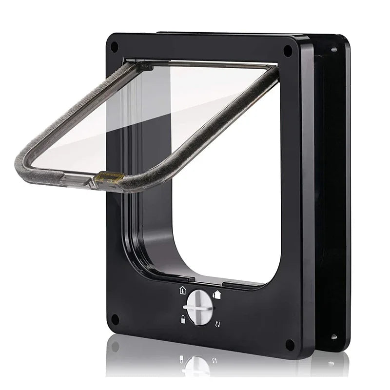 Size M Black 4-Way Locking Pet Flap Door for Cats and Small Dogs - Weatherproof Magnetic Cat Door - Mekamart Australia
