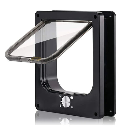 Size M Black 4-Way Locking Pet Flap Door for Cats and Small Dogs - Weatherproof Magnetic Cat Door - Mekamart Australia