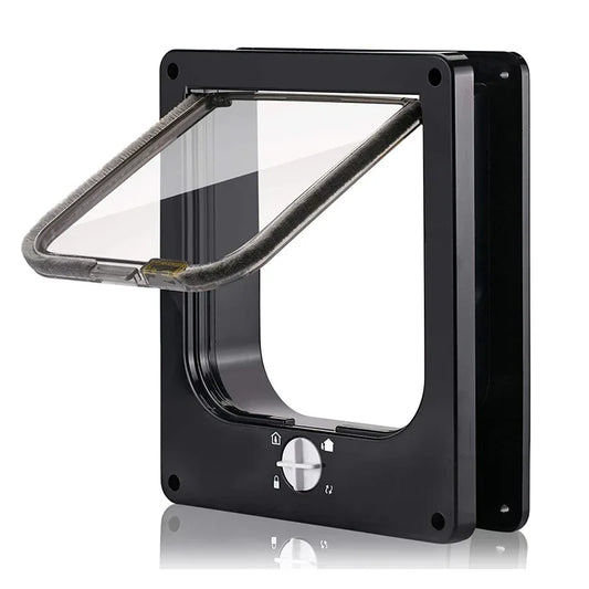 Size M Black 4-Way Locking Pet Flap Door for Cats and Small Dogs - Weatherproof Magnetic Cat Door - Mekamart Australia