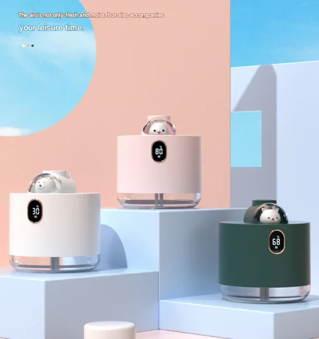 Pink Adorable Space Capsule Humidifier - Portable USB Cool Mist Maker with LED Display & Ambient Night Light - Mekamart Australia