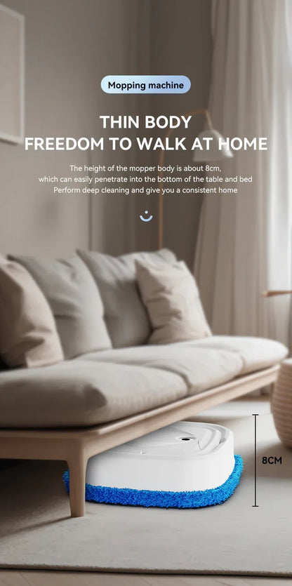 White Smart Robotic Floor Mop with Humidifier Spray - Ultra-Slim Automatic Wet & Dry Floor Cleaner - Mekamart Australia