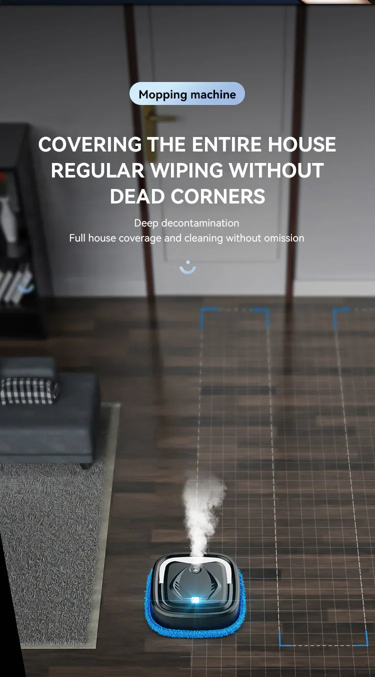 White Smart Robotic Floor Mop with Humidifier Spray - Ultra-Slim Automatic Wet & Dry Floor Cleaner - Mekamart Australia