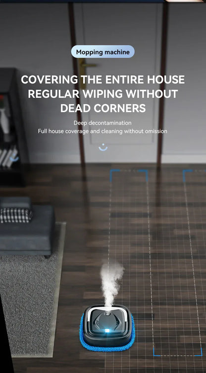 White Smart Robotic Floor Mop with Humidifier Spray - Ultra-Slim Automatic Wet & Dry Floor Cleaner - Mekamart Australia