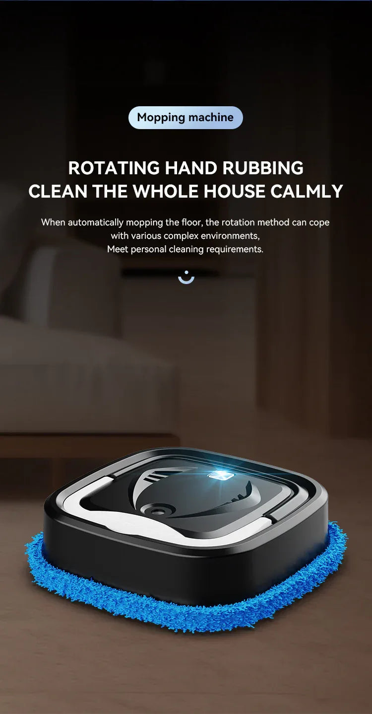 Black Smart Robotic Floor Mop with Humidifier Spray - Ultra-Slim Automatic Wet & Dry Floor Cleaner - Mekamart Australia