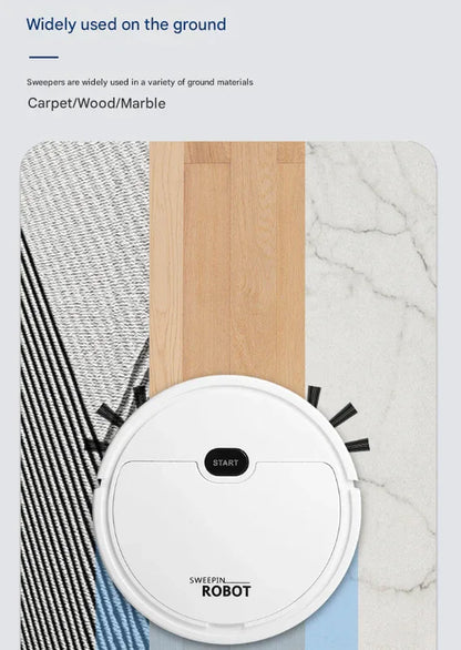 White 3-in-1 Smart Robot Vacuum Cleaner - Automatic Sweeping, Mopping & Suction for Hard Floors & Pet Hair - Mekamart Australia