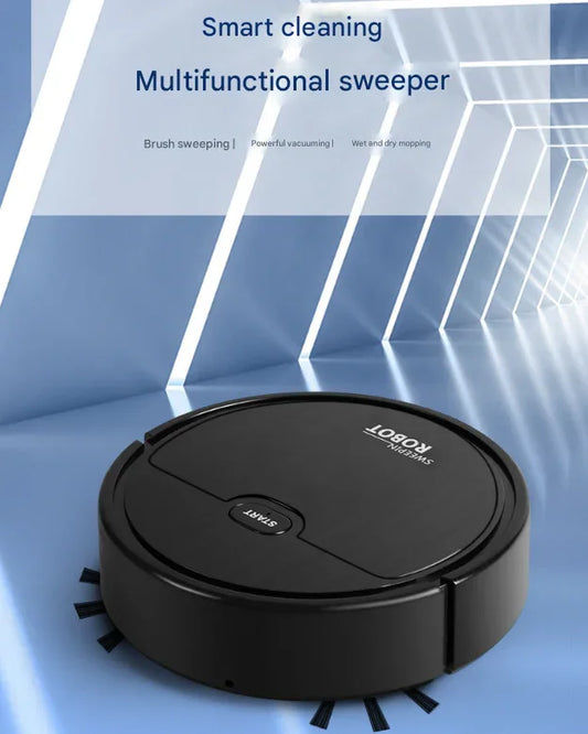 Black 3-in-1 Smart Robot Vacuum Cleaner - Automatic Sweeping, Mopping & Suction for Hard Floors & Pet Hair - Mekamart Australia