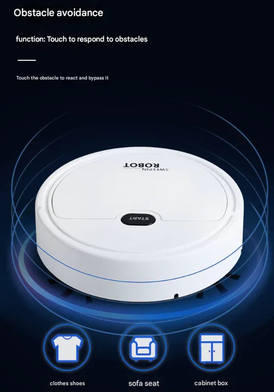 Black 3-in-1 Smart Robot Vacuum Cleaner - Automatic Sweeping, Mopping & Suction for Hard Floors & Pet Hair - Mekamart Australia