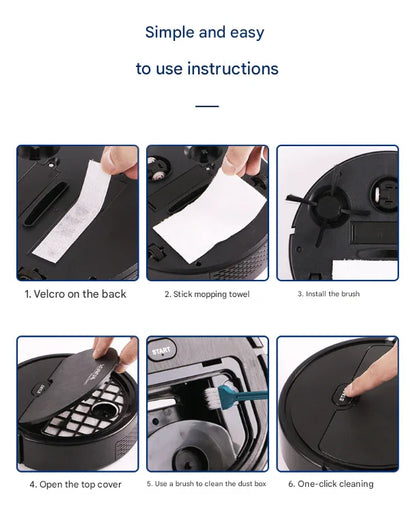 Black 3-in-1 Smart Robot Vacuum Cleaner - Automatic Sweeping, Mopping & Suction for Hard Floors & Pet Hair - Mekamart Australia