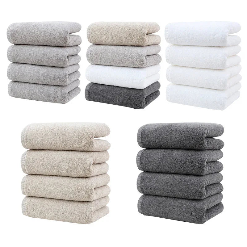 Khaki Plush Cotton Hand Towel Set (4-Pack) - Ultra Soft, Absorbent & Quick-Drying Face Towels for Bathroom - Mekamart Australia