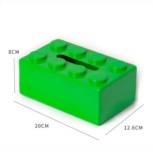 Green 2 Pcs Creative Building Block Tissue Box Holder - Wall-Mounted & Desktop Dispenser for Bathroom, Kids Room & Office Decor - Mekamart Australia