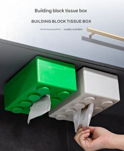 Black 2 Pcs Creative Building Block Tissue Box Holder - Wall-Mounted & Desktop Dispenser for Bathroom, Kids Room & Office Decor - Mekamart Australia