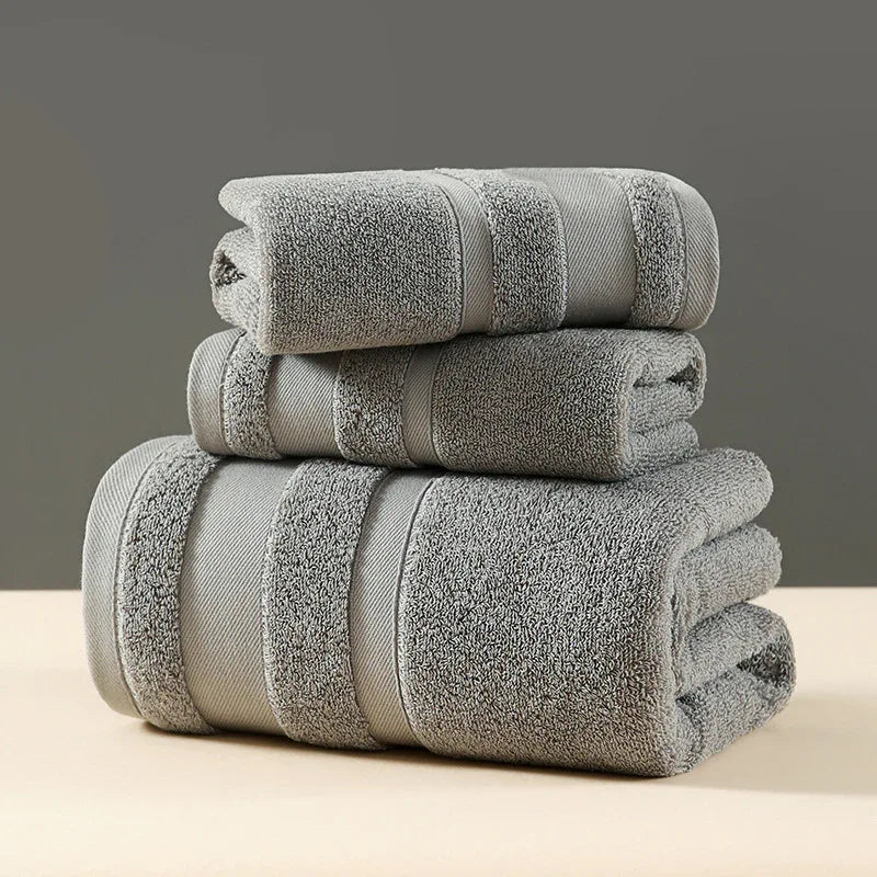 Grey Premium 3-Piece 100% Cotton Towel Set - Ultra Soft, Absorbent & Quick-Dry for Bathroom - Mekamart Australia