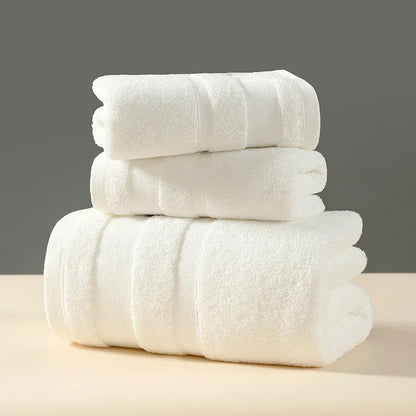 White Premium 3-Piece 100% Cotton Towel Set - Ultra Soft, Absorbent & Quick-Dry for Bathroom - Mekamart Australia