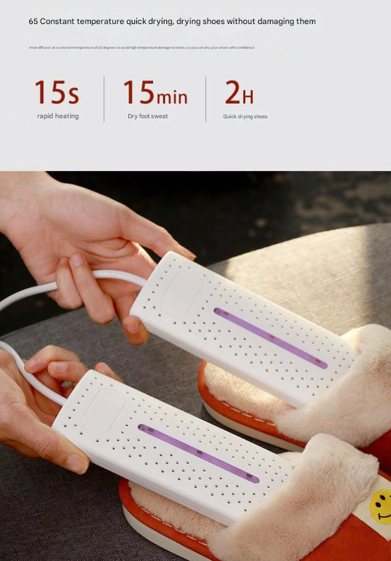 Blue Portable USB Shoe Dryer & Deodorizer - Constant Temperature Electric Boot Warmer with UV Sanitizer