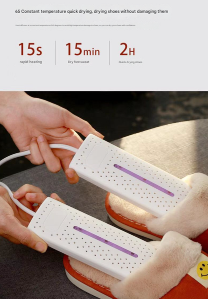 Blue Portable USB Shoe Dryer & Deodorizer - Constant Temperature Electric Boot Warmer with UV Sanitizer