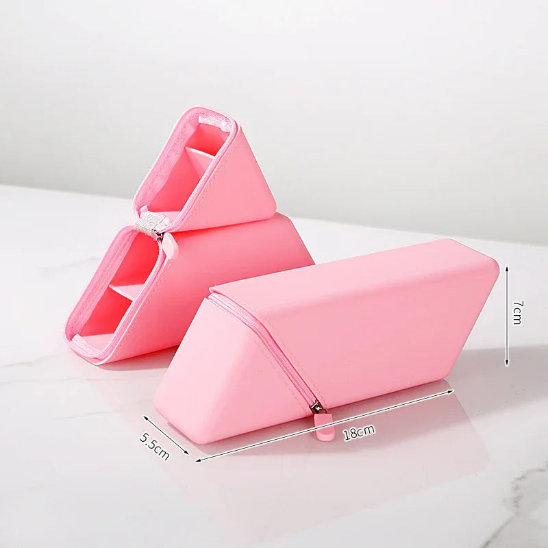Pink Transforming Silicone Pencil Case - Stand-Up Pen Holder & Stationery Organizer - Mekamart Australia