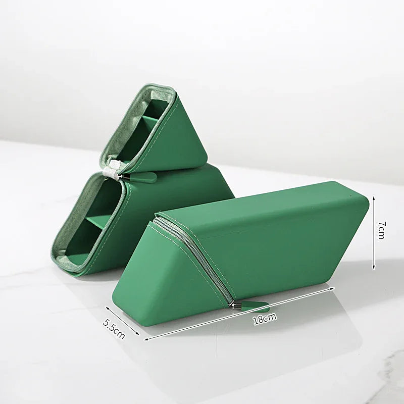 Green Transforming Silicone Pencil Case - Stand-Up Pen Holder & Stationery Organizer - Mekamart Australia