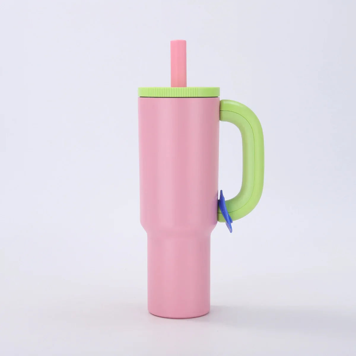 Pink 40oz Macron Stainless Steel Insulated Tumbler with Handle and Straw - 14.8 x 10.5 x 28 cm Large Capacity Car-Friendly Travel Mug - Mekamart Australia