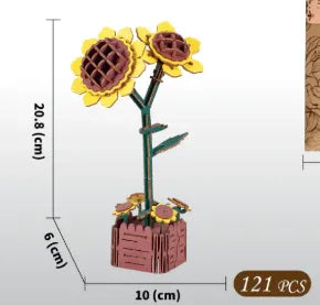 Sunflower DIY 3D Wooden Flower Puzzle Toy - Educational Kids' Assembly Set - Mekamart Australia