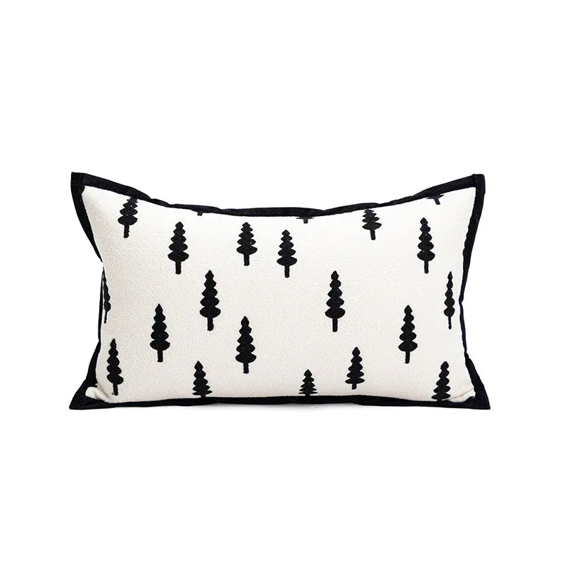 Trees Triangle Elegant Two-Piece INS-Style Jacquard Pillow Covers - Black & White Sofa Decor - Mekamart Australia