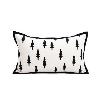 Trees Triangle Elegant Two-Piece INS-Style Jacquard Pillow Covers - Black & White Sofa Decor - Mekamart Australia