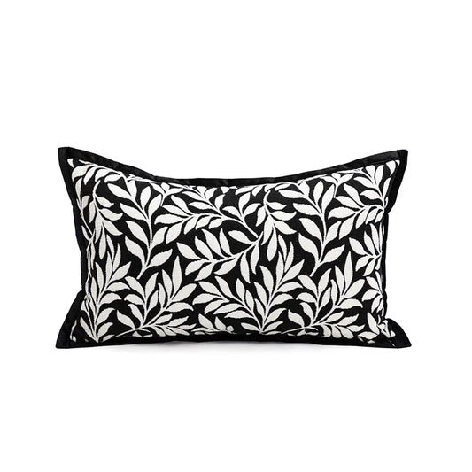 Leaves Triangle Elegant Two-Piece INS-Style Jacquard Pillow Covers - Black & White Sofa Decor - Mekamart Australia