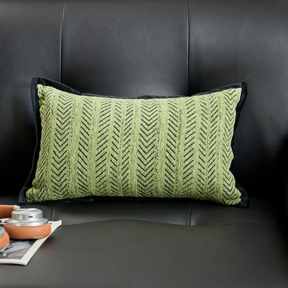 Green 2PCS Luxe Thick Chenille Herringbone Pillow Cover - Solid Color Square Lumbar Pillow - Mekamart Australia