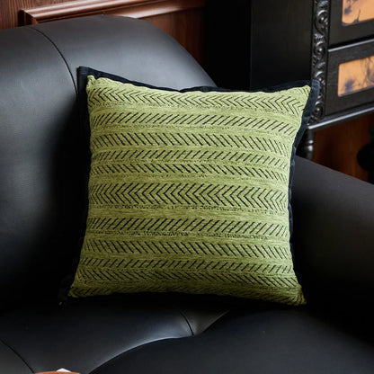Green 45*45cm 2PCS Luxe Thick Chenille Herringbone Pillow Cover - Solid Color Square Lumbar Pillow - Mekamart Australia