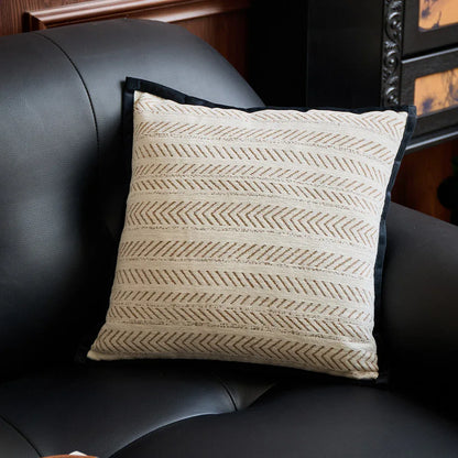 Black-beige 45*45cm 2PCS Luxe Thick Chenille Herringbone Pillow Cover - Solid Color Square Lumbar Pillow - Mekamart Australia