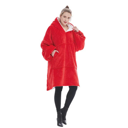 Red Oversized Wearable Blanket Hoodie - Ultra Soft & Cozy Snuggle Pullover for Adults - Mekamart Australia