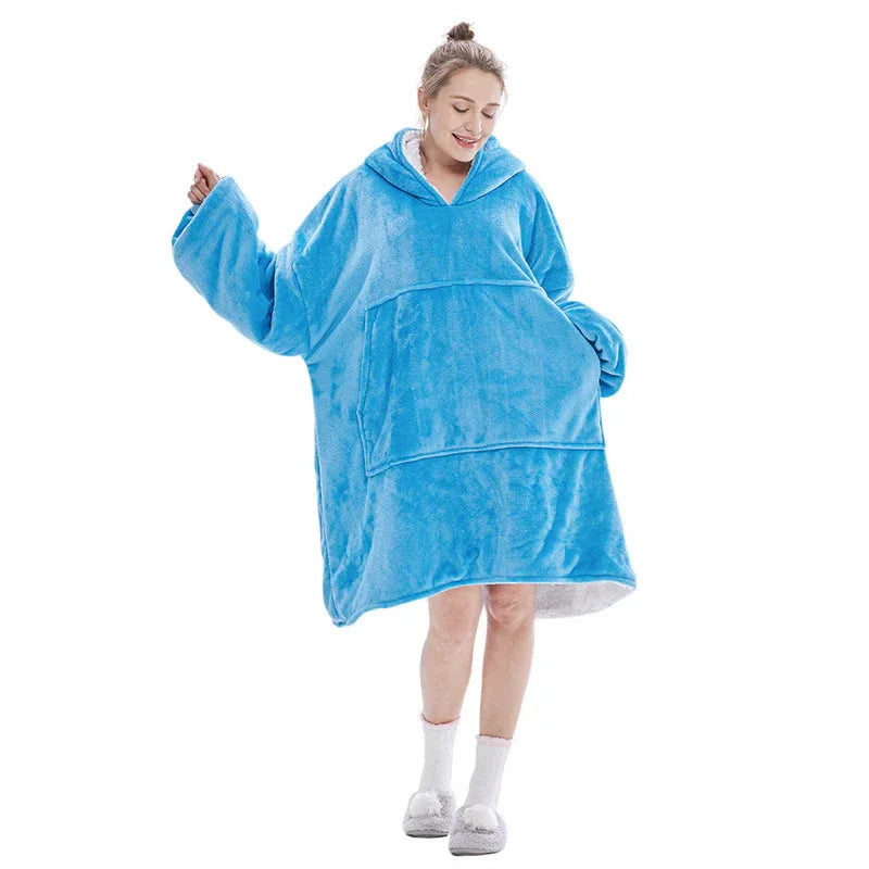 Blue Oversized Wearable Blanket Hoodie - Ultra Soft & Cozy Snuggle Pullover for Adults - Mekamart Australia