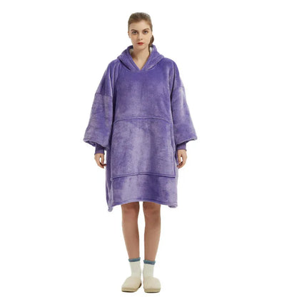Purple Oversized Wearable Blanket Hoodie - Ultra Soft & Cozy Snuggle Pullover for Adults - Mekamart Australia