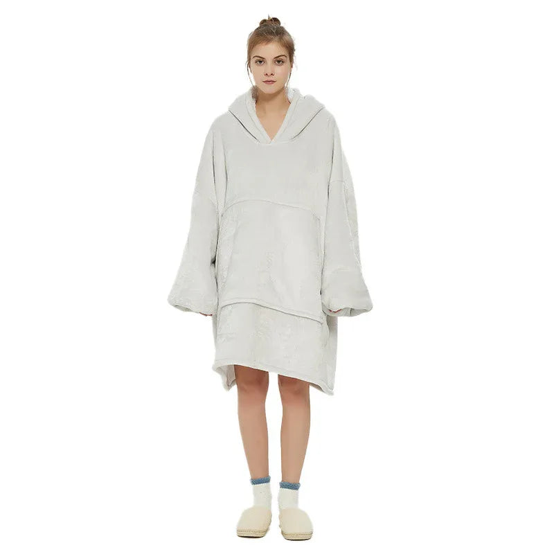White Oversized Wearable Blanket Hoodie - Ultra Soft & Cozy Snuggle Pullover for Adults - Mekamart Australia