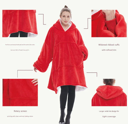 Khaki Oversized Wearable Blanket Hoodie - Ultra Soft & Cozy Snuggle Pullover for Adults - Mekamart Australia