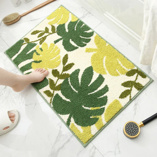 Tropical Rain Forest Jacquard Bathroom Mat - Super Absorbent Non-Slip Rug (40x60cm), Toilet Floor Mat for Bathroom/Bedroom/Entryway - Mekamart Australia